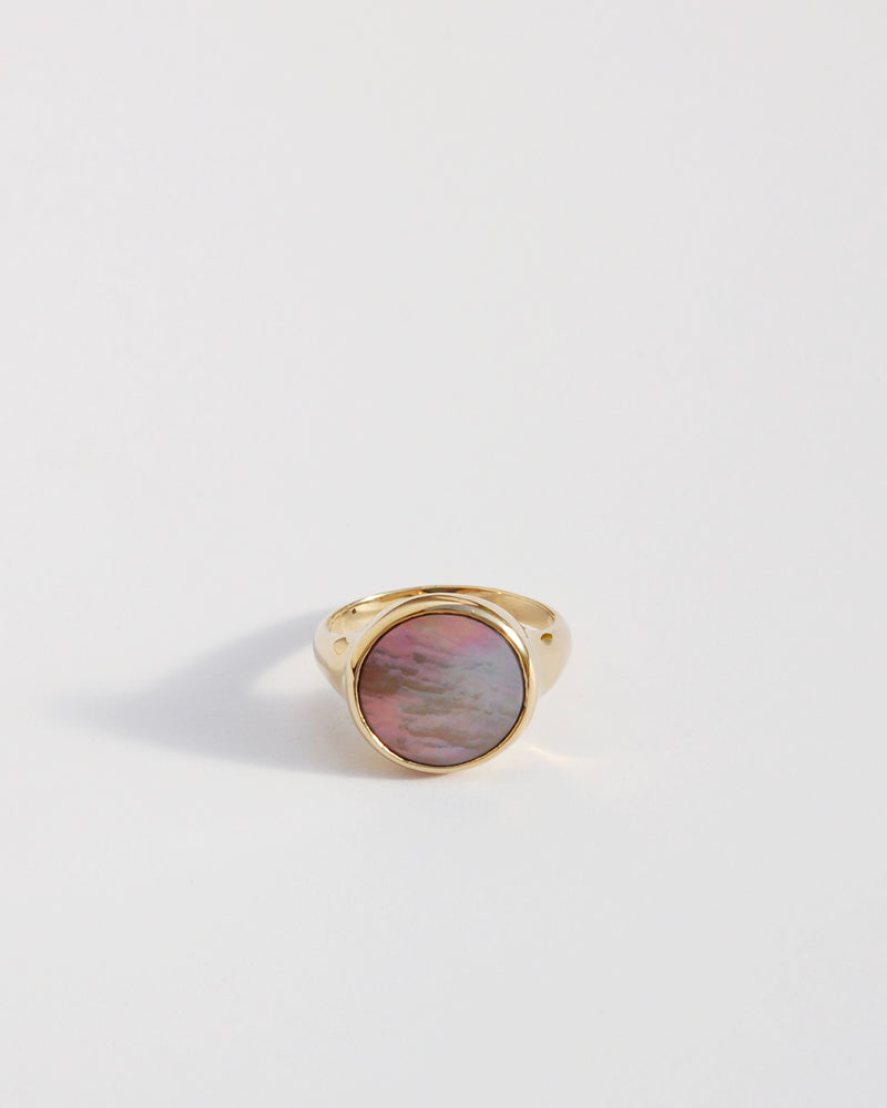 Lacuna Ring in Grey Mother of Pearl & Gold