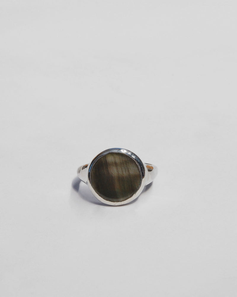 Lacuna Ring in Grey Mother of Pearl